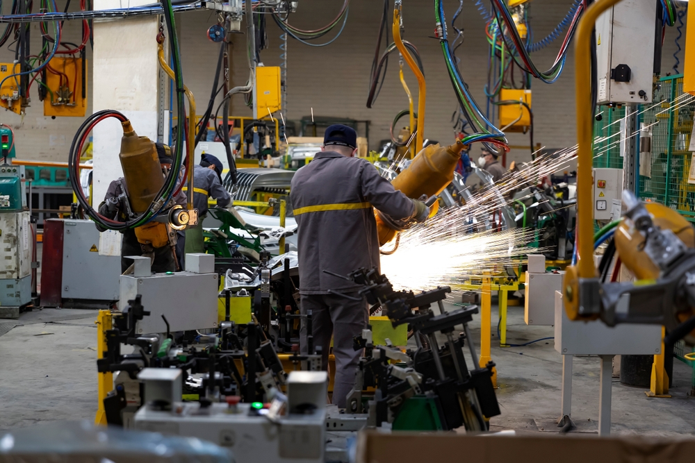 Industrial,Production,Of,Car,Automobiles.,Plant,For,Assembling,Modern,Cars